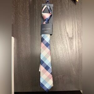 Tommy Hilfiger Men's Plaid Tie in Blue and Pink